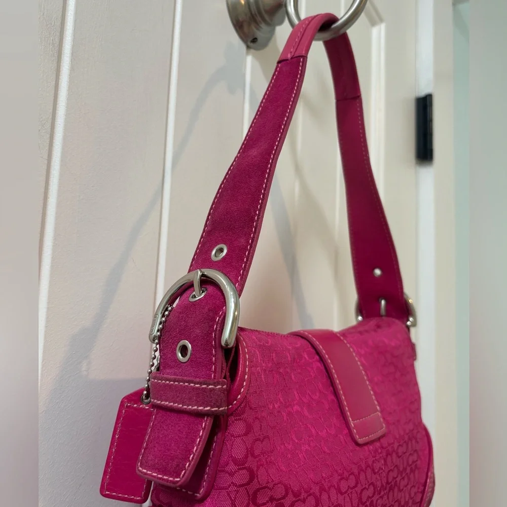 Coach Soho Mini Pink Signature Canvas Suede Denim Vintage Y2K Coach 6818 - Picture 13 of 15